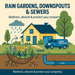 Rain Gardens, Downspouts & Sewers
